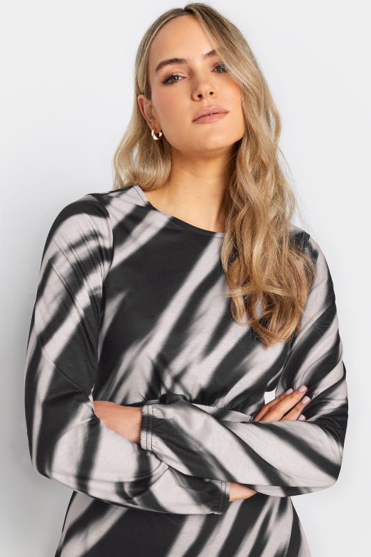 LTS Tall Women's Black Abstract Stripe Print Midi Dress | Long Tall Sally 4