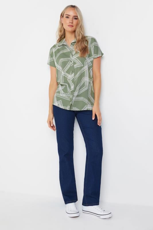 LTS Tall Khaki Green Abstract Print Shirt | Long Tall Sally 2