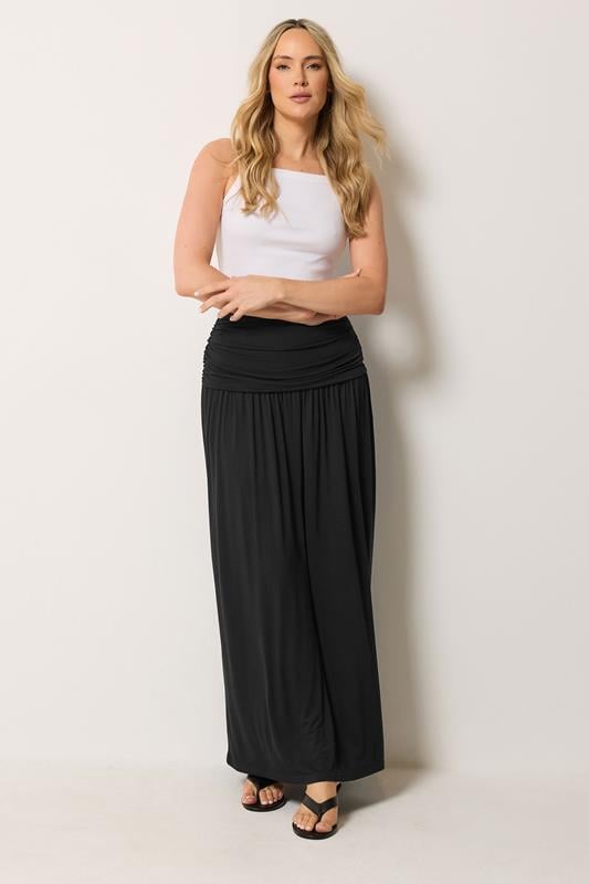  LTS Tall Black Ruched Waist Maxi Skirt