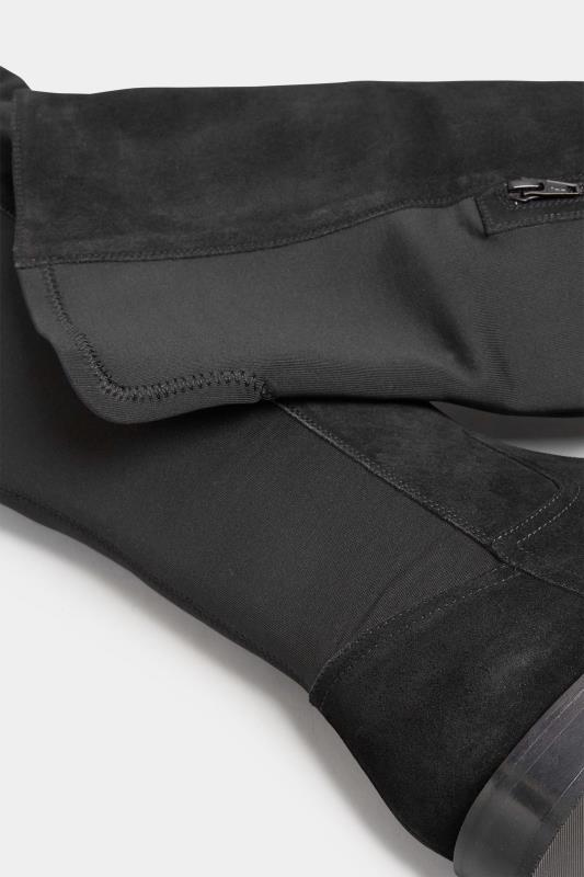 LTS Black Over The Knee 50/50 Suede Boot In Standard Fit 5