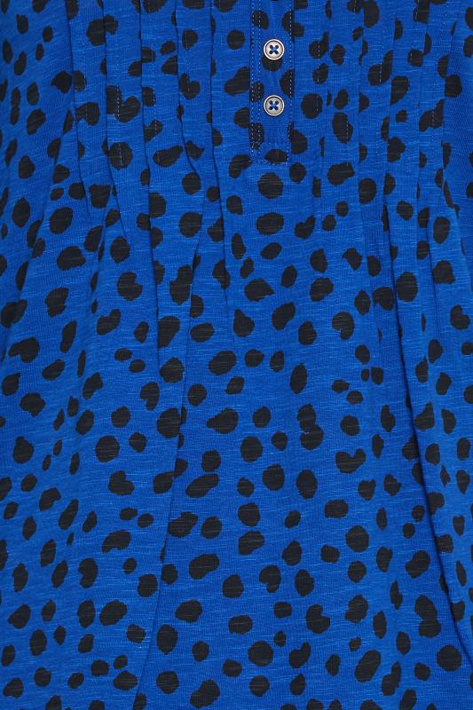 LTS Tall Women's Blue Dalmatian Print Henley Top | Long Tall Sally 5