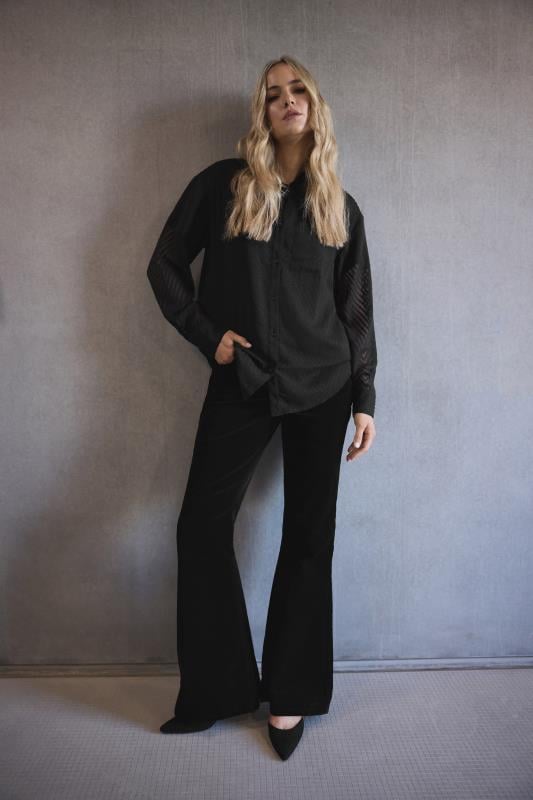 Tall  LTS Tall Black Cord Detail Flare Trousers