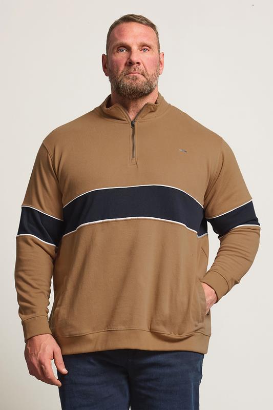 BadRhino Big & Tall Tan Brown Quarter Zip Sweatshirt | BadRhino 1