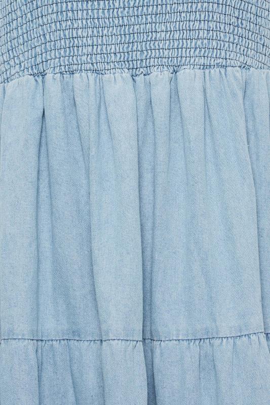LTS Tall Women's Blue Denim Shirred Tiered Midi Dress | Long Tall Sally 5