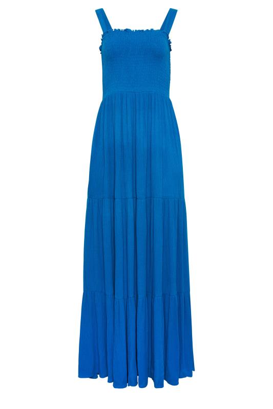 LTS Tall Womens Cobalt Blue Shirred Tiered Maxi Dress | Long Tall Sally 6