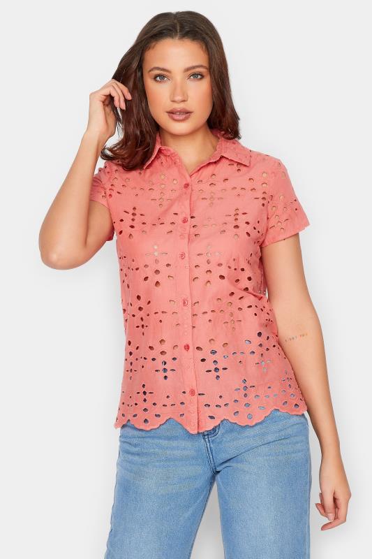 Tall  LTS Tall Coral Pink Broderie Anglaise Shirt