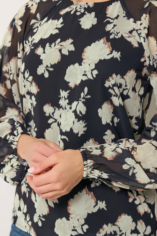 LTS Tall Women's Black Floral Long Sleeve Blouse | Long Tall Sally 4