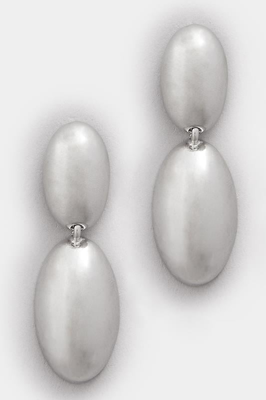 Silver Tone Polished Drop Earrings | Yours Clothing 2