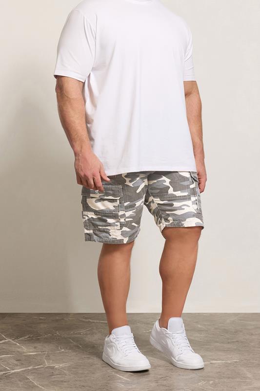 KAM Big & Tall Charcoal Grey Camo Cargo Shorts