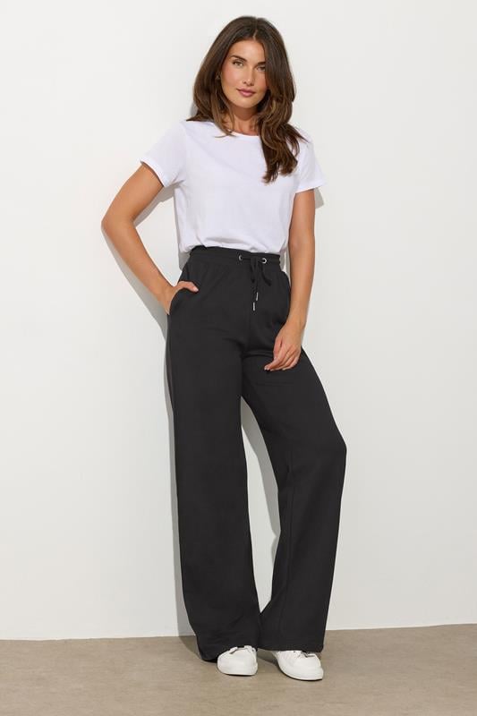 who want it long lengs（Black） LTS Tall Women's Black Crinkle Wide Leg Jumpsuit | Long Tall