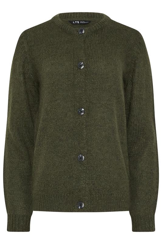 LTS Tall Khaki Green Knitted Button Cardigan | Long Tall Sally 5