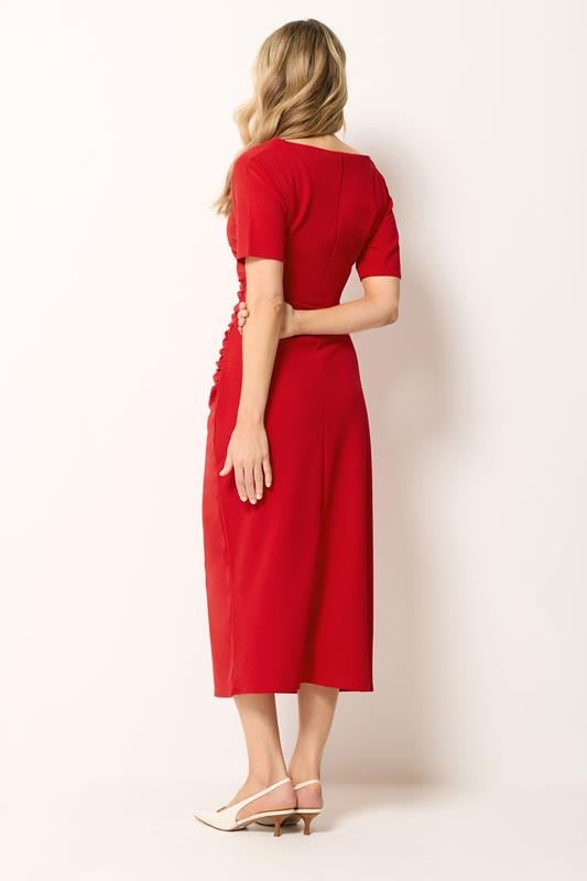 simple midi black dress Black Midi Dress With 3/4 Sleeves And Pockets