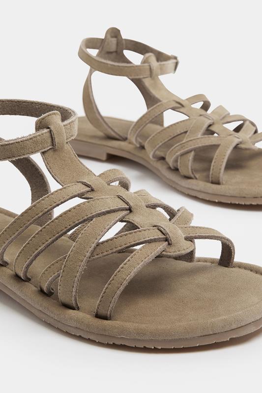 Natural Brown Faux Suede Gladiator Sandals in Extra Wide E Fit | Yours Clothing 5