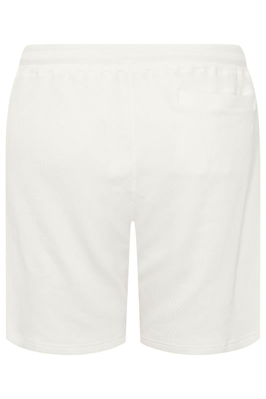 STUDIO A Big & Tall White Popcorn Stitch Textured Shorts | BadRhino 5