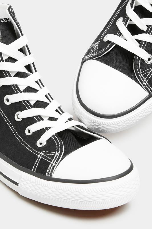 LTS Black Canvas High Top Trainers In Standard Fit | Long Tall Sally 5