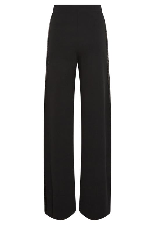 LTS Tall Black Sequin Stripe Wide Leg Trousers | Long Tall Sally  7