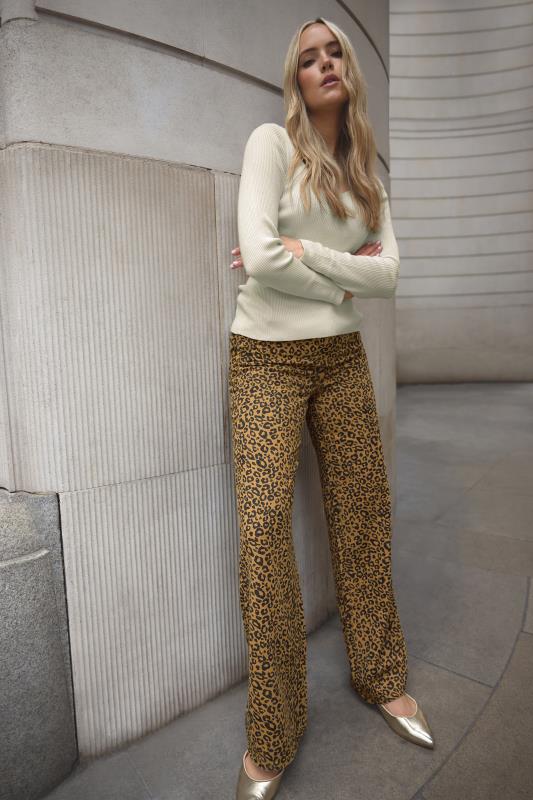 Tall  LTS Natural Brown Leopard Print Wide Leg Jeans