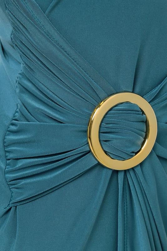 LTS Tall Teal Green Jersey Drape Long Sleeve Buckle Dress | Long Tall Sally 4