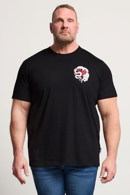 BadRhino Big & Tall Black Japanese Animal Graphic T-Shirt