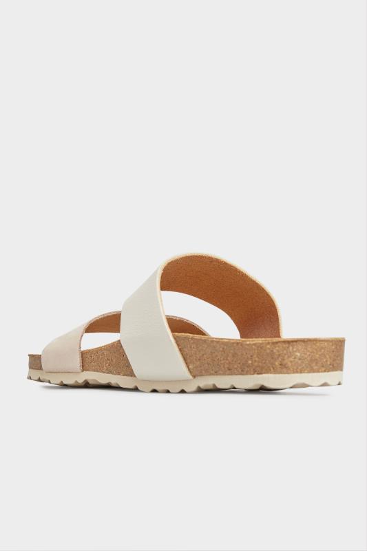 Off-White Leather Two Strap Footbed Sandals | Long Tall Sally 5