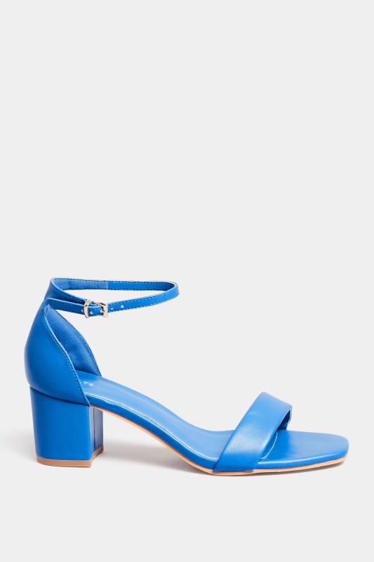 LTS Blue Faux Leather Block Heel Sandals In Standard Fit | Long Tall Sally