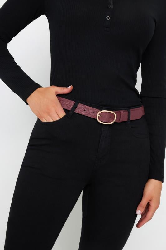 Tall  LTS Burgundy Red Oval Buckle Belt