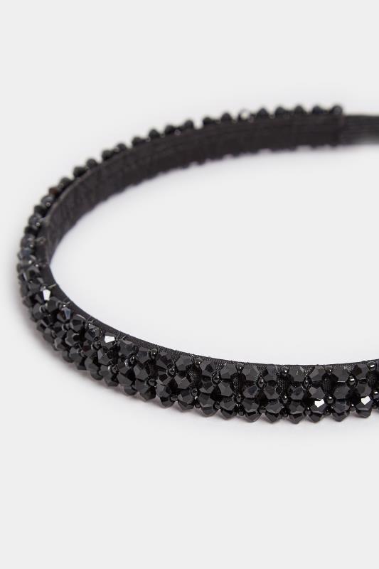 Black Crystal Beaded Headband | Yours Clothing 4