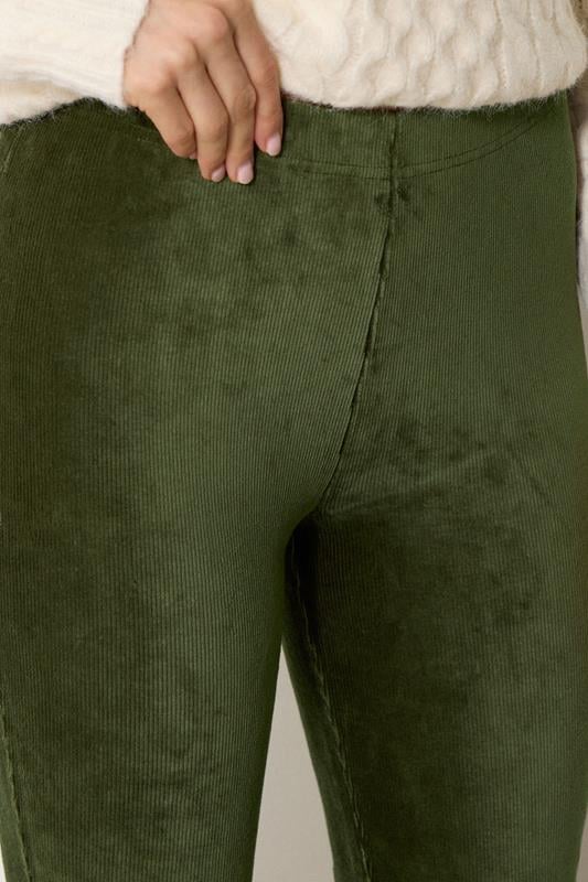 LTS Tall Khaki Green Cord Kick Flare Leggings | Long Tall Sally 4