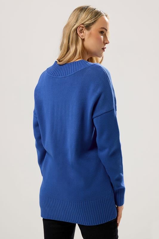 LTS Tall Cobalt Blue Knitted V-Neck Jumper | Long Tall Sally 3