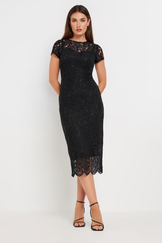 LTS Tall Women's Black Lace Fitted Midi Dress | Long Tall Sally 2