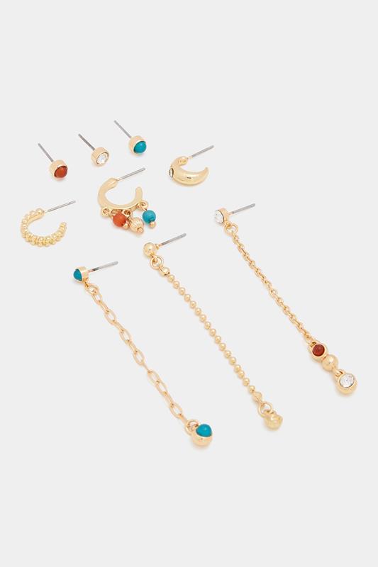 YOURSET 9 PACK Gold Tone Mixed Earrings Set | Yours Clothing 4