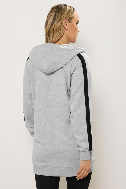 LTS Tall Women's Grey Marl 'Sports Club' Slogan Longline Hoodie | Long Tall Sally 3