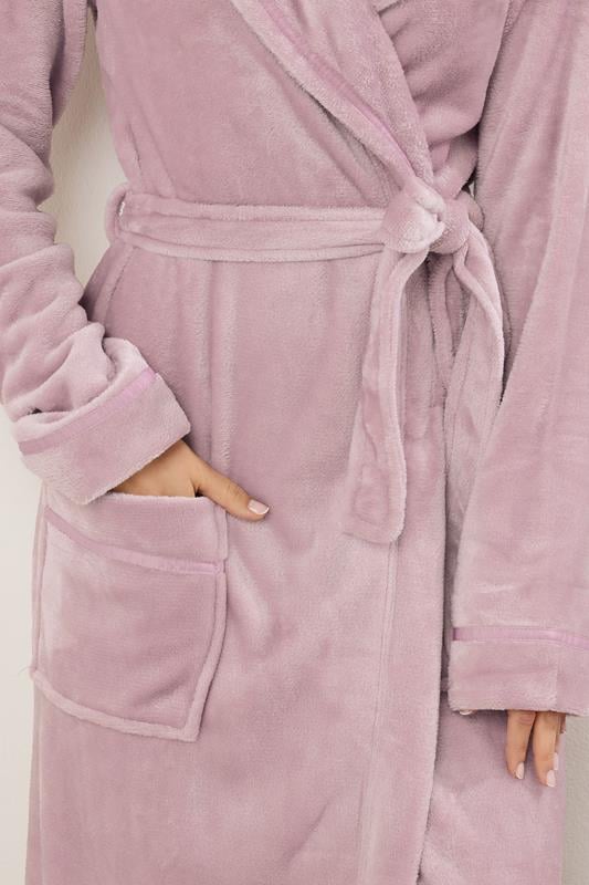 LTS Tall Light Pink Shawl Collar Maxi Dressing Gown | Long Tall Sally 4