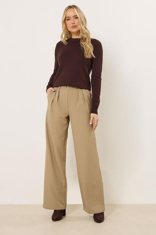 Tall  LTS Tall Natural Brown Buckle Wide Leg Trousers