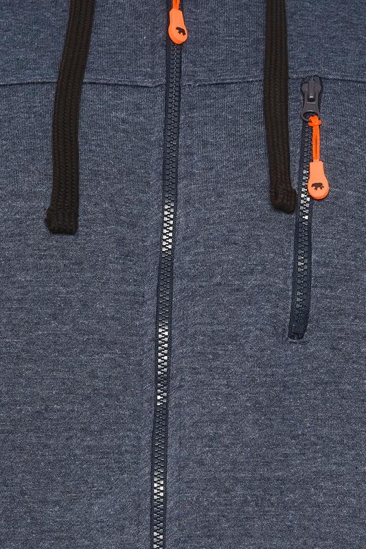 D555 Big & Tall Navy Blue Marl Zip Through Hoodie | BadRhino 3