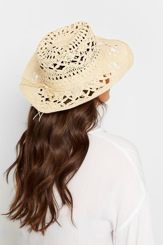 Cream Straw Cut Out Cowboy Hat | Yours Clothing 1