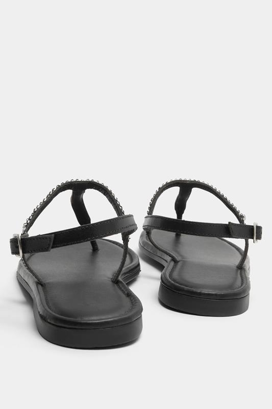 Black Diamante Toe Post Sandals In Extra EEE Wide Fit | Yours Clothing 2