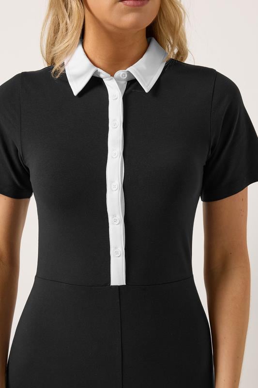 LTS Tall Women's Black Polo Shirt Midi Dress | Long Tall Sally