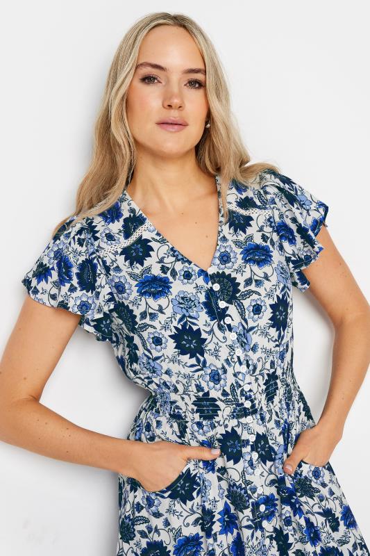 LTS Tall Women's Blue Floral Print Front Split Maxi Dress | Long Tall Sally  4