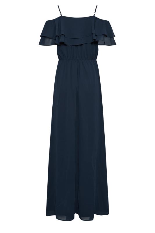 LTS Tall Women's Navy Blue Ruffle Maxi Dress | Long Tall Sally  7