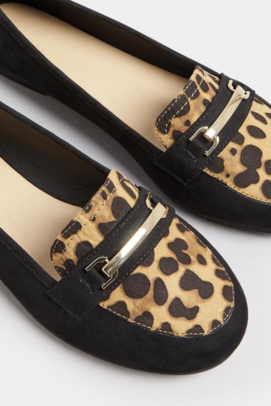 Black & Leopard Print Loafers In Extra Wide EEE Fit | Yours Clothing  5