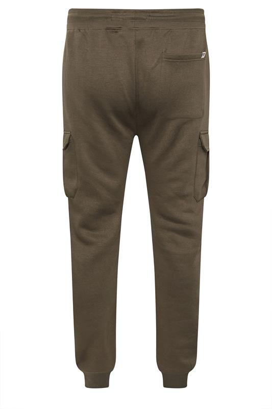 D555 Big & Tall Khaki Green Cargo Cuffed Joggers | BadRhino 5