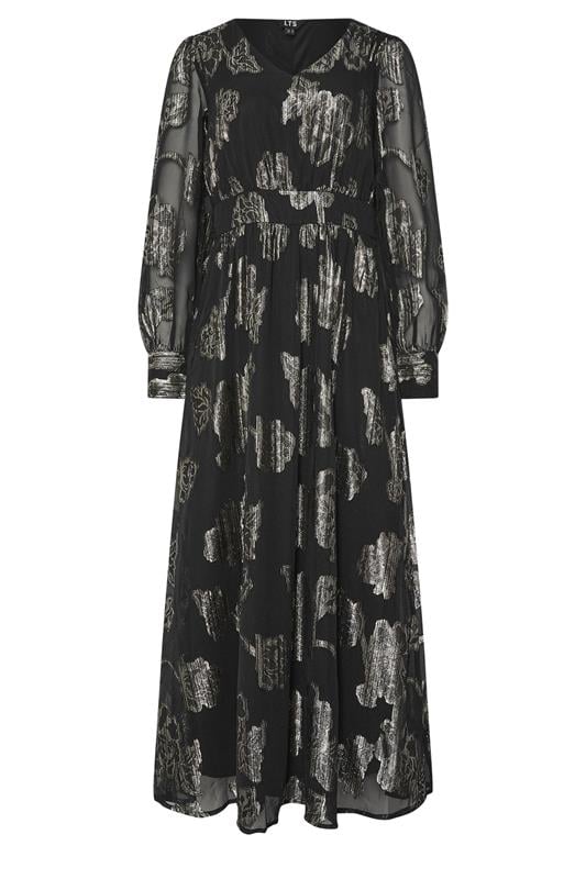 LTS Tall Black & Gold Floral Jacquard Midaxi Dress | Long Tall Sally  1