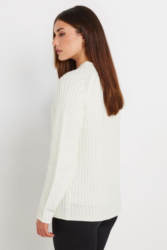 LTS Tall Women's Ivory White High Neck Knit Jumper | Long Tall Sally 5