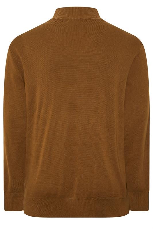 BadRhino Big & Tall Brown Milano Quarter Zip Jumper | BadRhino 2