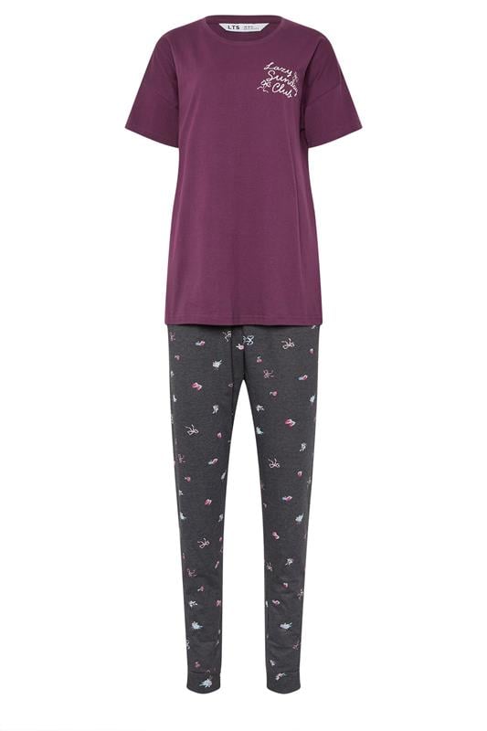 LTS Tall Woman's Burgundy Red 'Sunday Club' Slogan Pyjama Set | Long Tall Sally 6