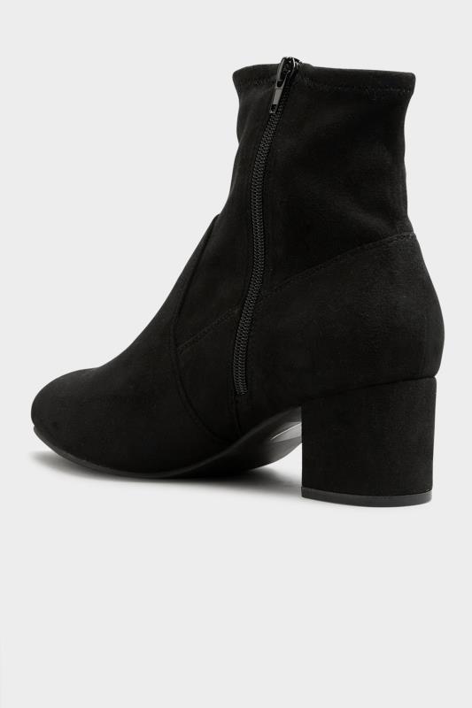 Black Faux Suede Stretch Block Heeled Sock Boots In Wide E Fit & Extra Wide EEE Fit | Yours Clothing 5