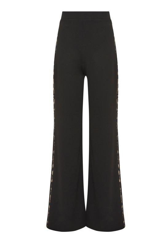 LTS Tall Women's Black Leopard Print Stripe Wide Leg Trousers | Long Tall Sally  7