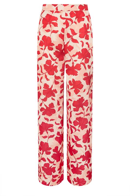 LTS Tall Women's Pink Floral Satin Wide Leg Trousers | Long Tall Sally 6