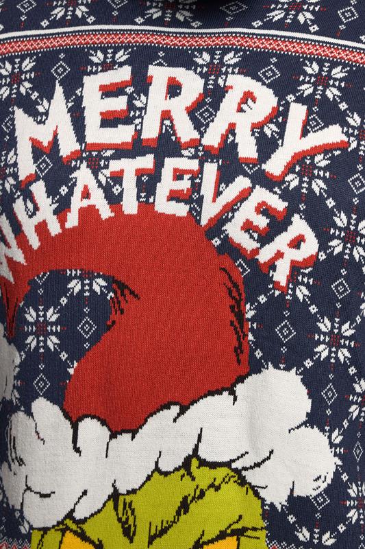 BadRhino Big & Tall Navy Blue Fairisle Grinch Christmas Jumper | BadRhino 6